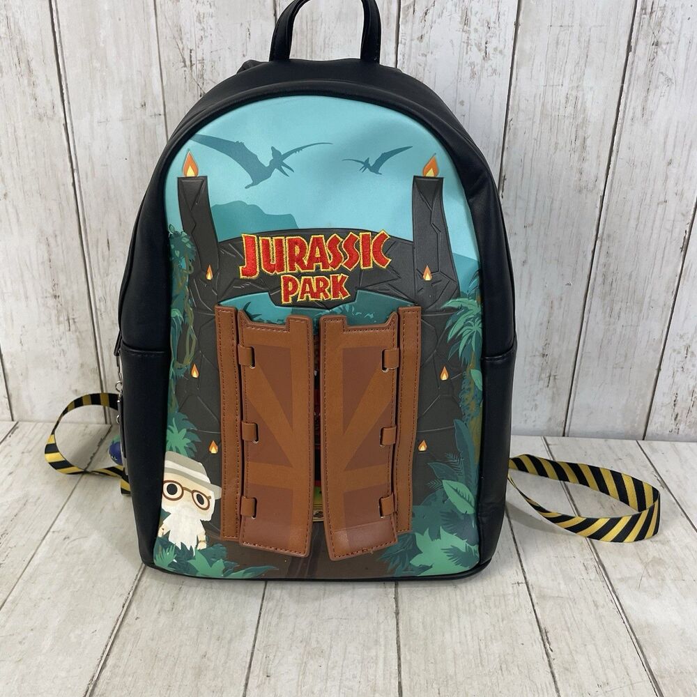 Loungefly Jurassic Park Mini Backpack Pop Style Park Entrance Gate & T-rex EUC